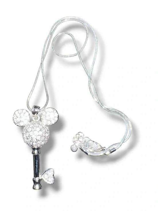 Disney Arribas Necklace Mickey Studded Crystal Key w/Display Case Genuine Disney - Picture 2 of 7